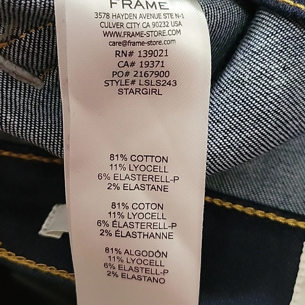 NWOT Frame Size 25 Denim Dark Blue Straight Leg Jeans - Picture 5 of 7